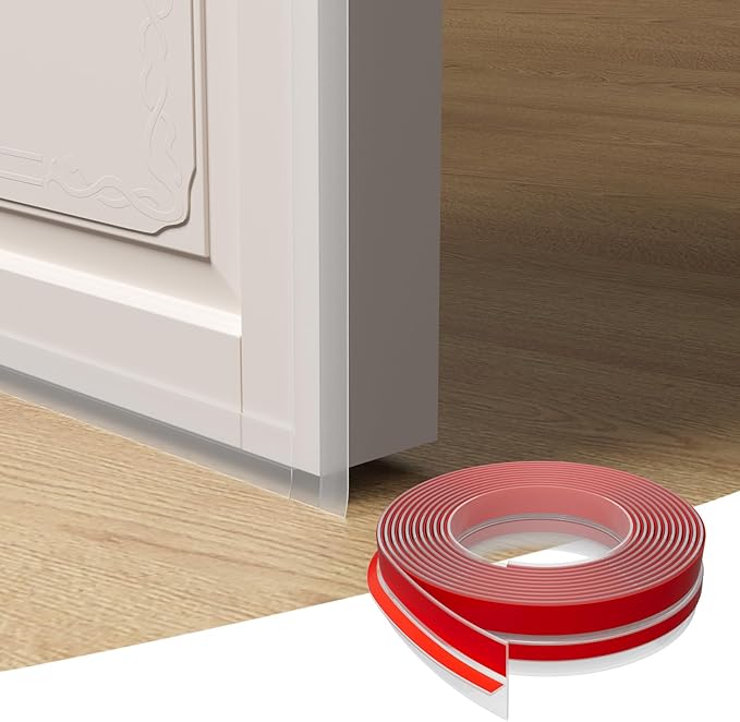 T-Shaped Door Draft Stopper, 1.97 in x 10 Ft Silicone Seal Strip for Windows Gaps, Weather Stripping Seal Strip Shower Sweep, Clear