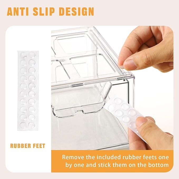 3 Pack Stackable Storage Drawers Clear Acrylic Organizer Makeup Bathroom Organizer and Storage for Beauty Supplies,Ideal for Vanity, Cabinet,Bathroom,Pantry Organization