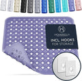 Homerella Anti Slip Shower Mat | Anti Mold Non Slip Bathtub Mat for Inside Shower | Square Floor Shower Mat 21 x 21 inch with Suction Cups for Grip & Hooks Hanging and Quick Drying | Machine Washable