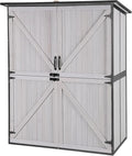 Aivituvin Outdoor Storage Shed Upgraded with Strong Metal Frame Garden Tool Shed Storage House Cabinet with Adjustable Shelfs and Wooden Floor 4.6 x 2.42FT (Off-White)