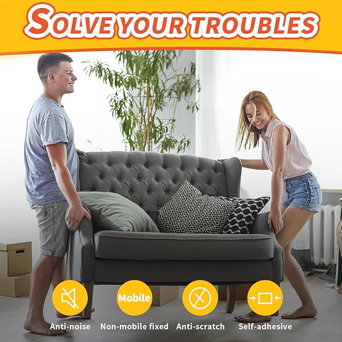 Felt Furniture Pads, Non Slip Self Adhesive Cuttable Furniture Pads Black Heavy Duty Felt Tape Strip Roll for Protecting Hardwood Floors Chair Wall Protector (40 x 5 x 0.12 Inch)