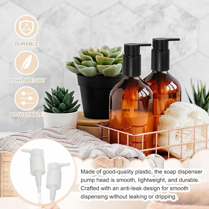 uxcell 2 Pcs Soap Dispenser Pump Heads, Hand Soap Dispensers Top Pumps Replacement Clip-on Pumphead for Standard 24/410 Neck Size Bathroom Lotion Shampoo Bottle, White