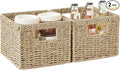 Seagrass Wicker Basket, Decorative Woven Baskets with Built-in Handles, Hand-woven Storage Organizer for Organizing Pantry, Shelves, Laundry, Livingroom, Bedroom, Toilet(2-PACK, Natural)