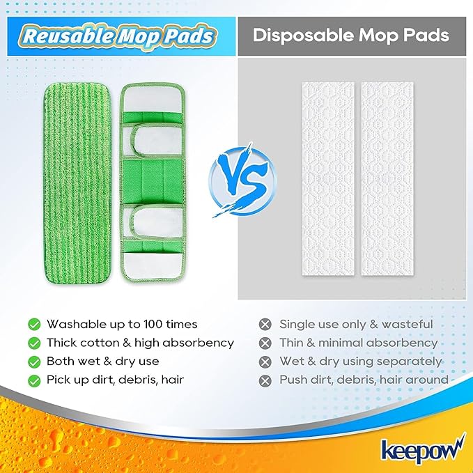 KEEPOW Microfiber Pads for Swiffer XL, Heavy Duty Dry Sweeping Cloths for Swiffer XL Mop, Extra Large Swiffer Dry Pads Refills XL (8 Pack)