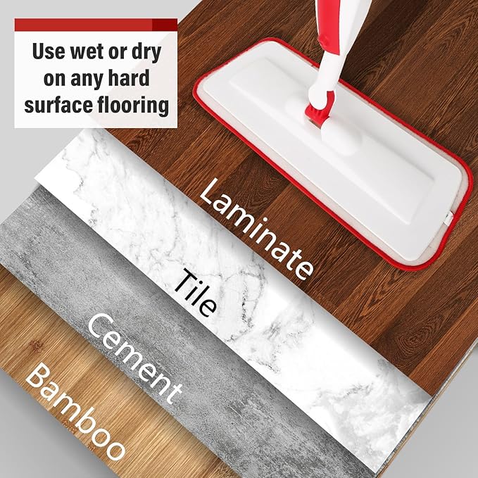 Spray Mops for Floor Cleaning Floor Mop with a Refillable Spray Bottle and 3 Washable Microfiber Pads Home or Commercial Use Dry Wet Flat Mop for Hardwood Laminate Wood (Purple)