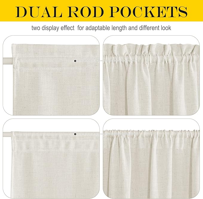 NICETOWN Sheer Door Curtains for Window, Farmhouse Sidelight Window Treatment Curtains for Narrow Glass Door/Kitchen/Front Door Linen Textured 26 x 80 Inches with Tieback, Linen, 1 Panel