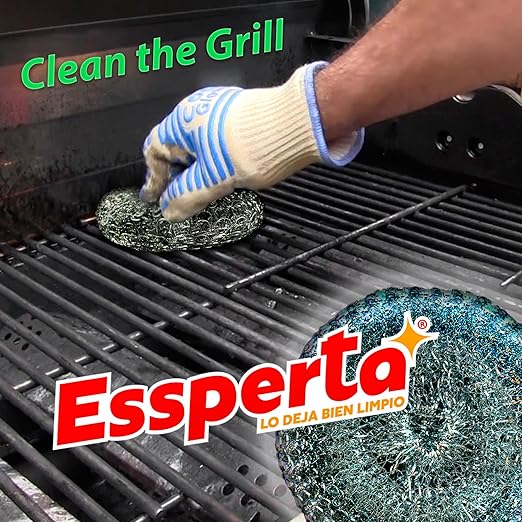 5 Pcs ESSPERTA Stainless Steel Wool Scrubber，5 Steel Scrubber Wool Pads for Cleaning Dishes, Metal Scrubber Pot Scrubbers Can Clean Iron Pots, Stoves, Barbecue Grills, Wash Sink