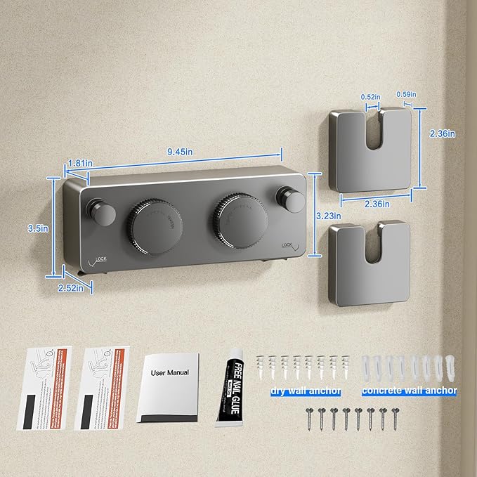 Retractable Twin Clothesline Indoor, Non-Sagging Outdoor Clothes Line Retracting Heavy Duty Clothes Drying Laundry Line Wall Mounted Stainless Steel Line-13.8Feets(Double Line-Gray)
