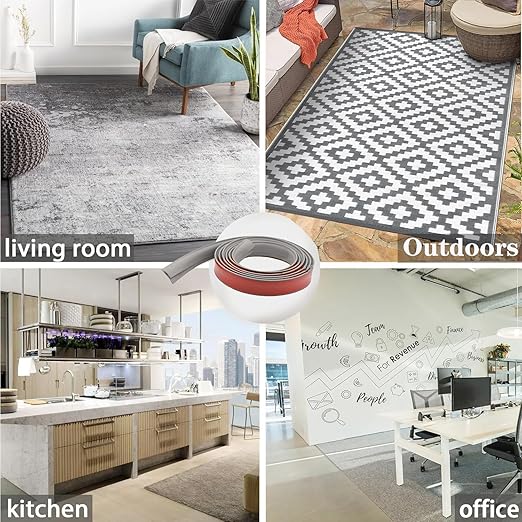 Self Adhesive Carpet Transition Strip with Edge Trim, Designed for Seamless Transitions from Carpet to Tile or Vinyl Floors, Perfect for Doorways.(Black,9 Feet)