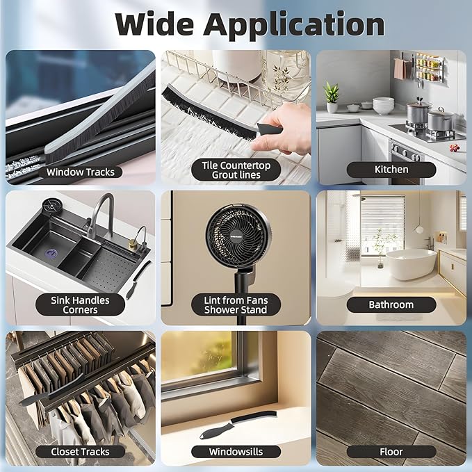 Hard Bristle Crevice Cleaning Brush-Thin Gap Scrub Brush, Small Cleaning Brush, Grout Brush, Kitchen Brush, Cleaning Tools for Toilet, Bathroom, Sink, Home, Household, Window (6, Mint)