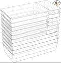 15-Pack Clear Drawer Organizer Set – Multi-Size Acrylic Storage Bins for Kitchen, Makeup, Office & Bathroom – Stackable Plastic Trays for Home, Desk & Vanity Organization