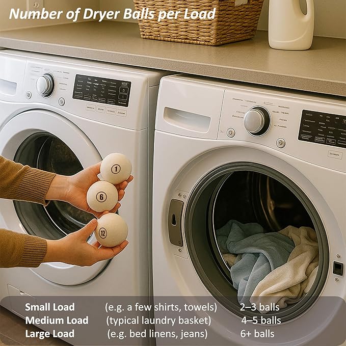 Sheep Wool Dryer Balls 12 Pack XXL(3.1") Premium Natural Fabric Softener, Reusable Laundry Dryer Balls for Reducing Drying Time, Static and Wrinkles, Eco-Friendly – 100% New Zealand Wool