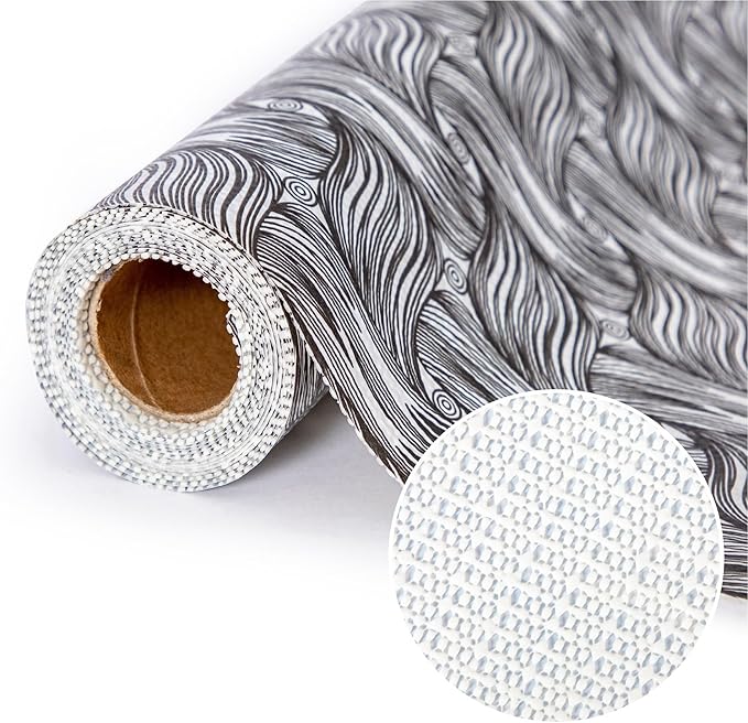 Black 18 Inch x 32 Feet Shelf Liner for Kitchen Cabinets Non Adhesive Kitchen Drawer Liner, Waterproof Shelf Liner Durable Anti-Slip for Kitchen Cabinets Shelf Liner