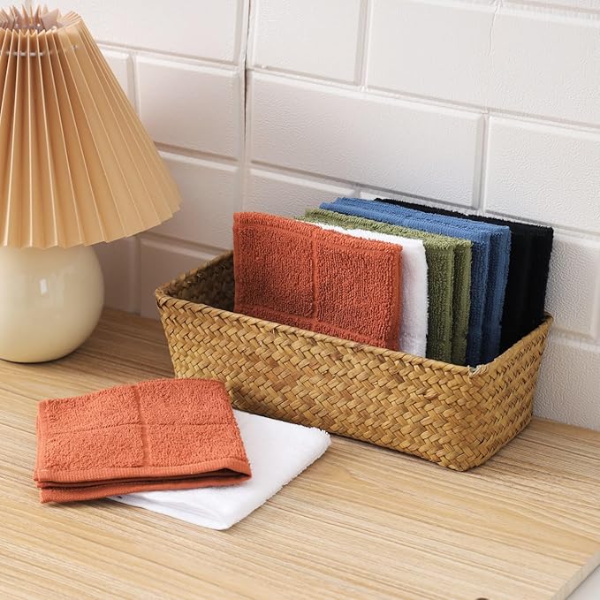 Glynniss Dishcloths Kitchen Highly Absorbent Dish Rags 100% Cotton Dish Cloths for Washing Dishes, Cleaning (Black, 11x11)