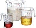 Amazing Abby - Melissa - Plastic Measuring Cups (3-Piece Set), Food-Grade Measuring Jugs, 1/2/4-Cup Capacity, Unbreakable, Stackable, Dishwasher-Safe, Great for Oil, Vinegar, Flour, and More