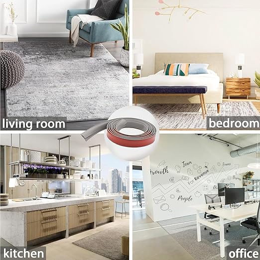 Self Adhesive Carpet Transition Strip with Edge Trim, Designed for Seamless Transitions from Carpet to Tile or Vinyl Floors, Perfect for Doorways.(Gray,50ft)