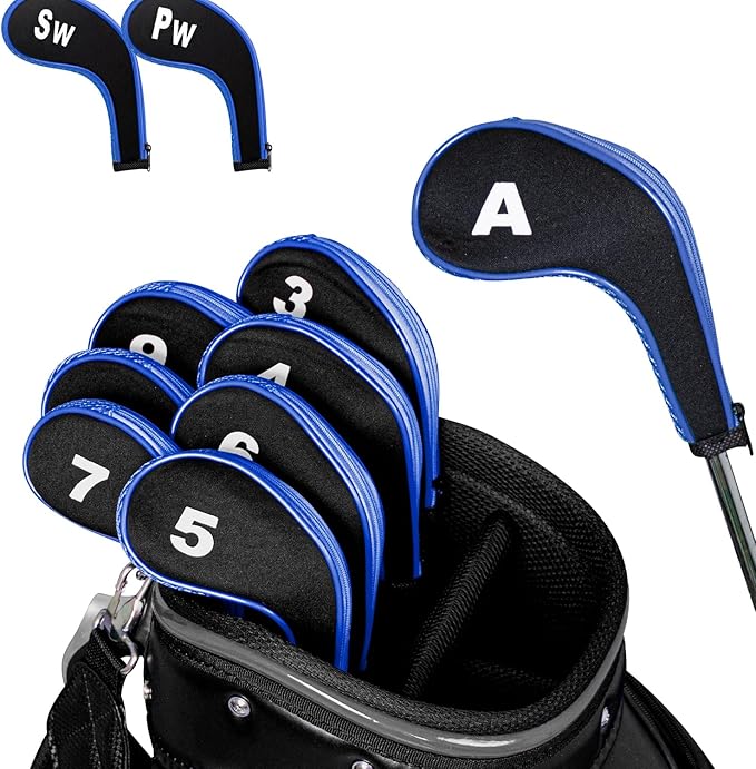 Golf 12pcs Thick Synthetic Golf Iron Head Covers Set Headcover Fit All Brands Callaway Ping Taylormade Cobra Etc. Also Custom Name
