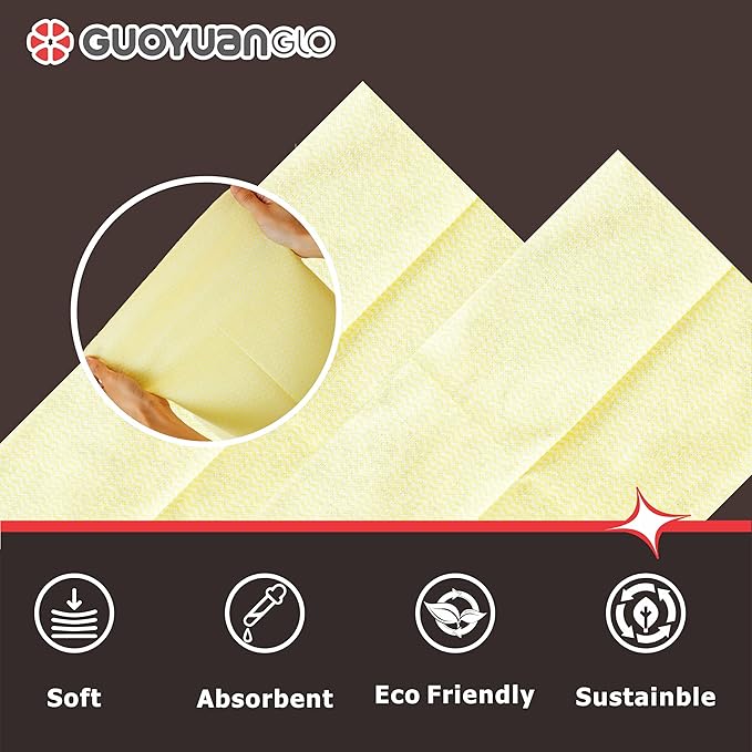 Disposable Dish Cloths Disposable Cleaning Towels Heavy Duty Reusable Cleaning Cloths Dish Rags for Kitchen,11.8 x 21 inches - 50 Counts/Pack,Yellow