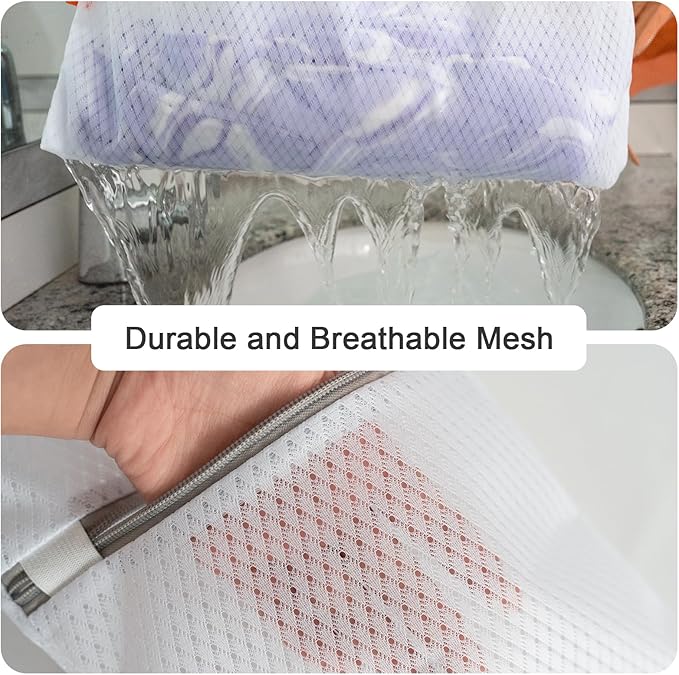 Polecasa 3Pcs 16 x 20 Inches Extra Durable 125g Diamond Mesh Laundry Bags with Sturdy Zipper for Delicates, Protect Clothes in Washing Machine, Laundry Room Essentials for College, Dorm (3 Large)