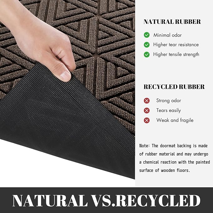 Yimobra Extra Large Door Mat 60x32, All-Weather Waterproof Non-Slip Welcome Matt Outdoor, Heavy Duty Non Slip Doormat for Entryway for Patio and Garage Indoor, Easy Clean, Brown