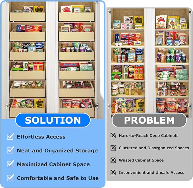 WelFurGeer Soft Close Pull Out Cabinet Organizer, 29" W x 22" D Pull Out Drawer for Cabinets, Cabinet Roll Out Drawers, Slide Out Drawers, Durable Pullout Drawer for Home & Kitchen Organization