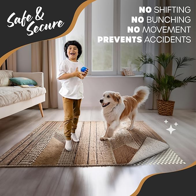 Nevlers 5'x8' White Anti Skid Rug Gripper for Hardwood Floors & Other Surfaces | PVC Foam Rug Pad Non Slip Design | Open Weave Non Slip Rug Pads | Customizable Carpet Pad & Under Rug Non Slip Pad
