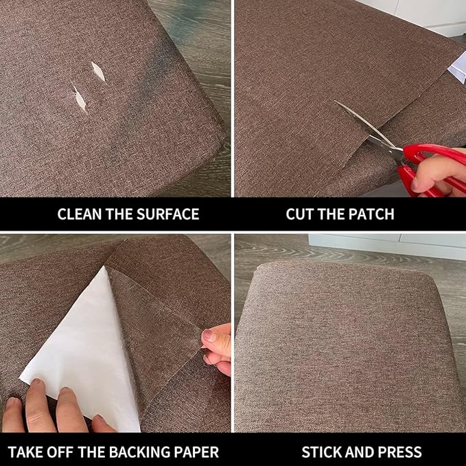 Fabric Repair Patches, 17X79 Inch Linen Repair Tape Self-Adhesive Fabric Patches Durable, DIY Large Linen Tape for Sofa, Couches, Furniture, Chair, Clothing （17X79 Inch, Dark Grey）