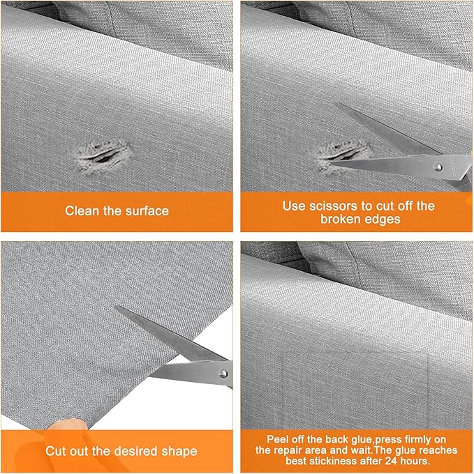 Repair Patches Repair Tape Self-Adhesive DIY Repair Patch Linen Gear Patch for Sofa, Furniture, Chair, Clothing,Tents,35x79 Inch,Deep Grey