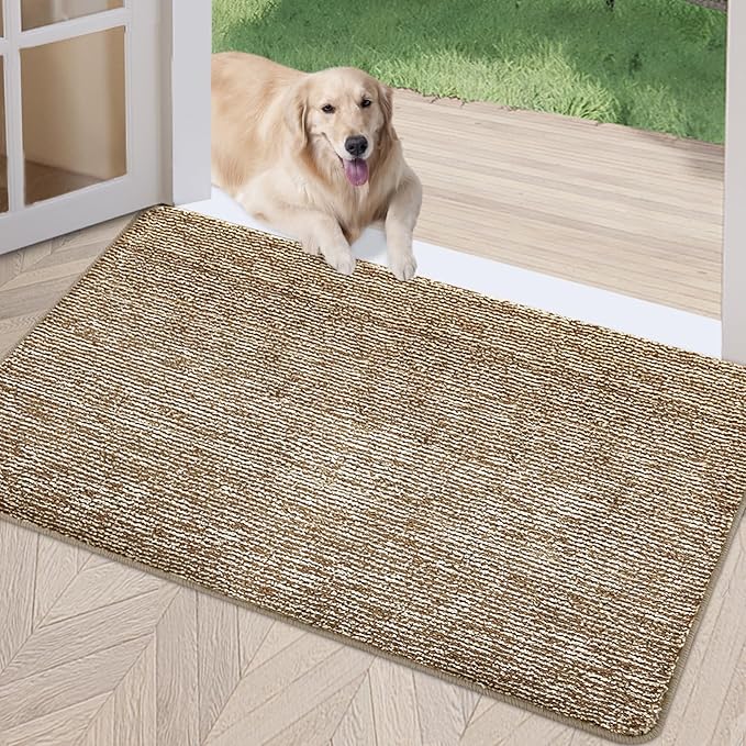 REFETONE Indoor Doormat, Front Door Mat 32"x40" Absorbent Rubber Backing Non Slip Back Door Mats, Washable Low-Profile Inside Floor Mat Door Rugs for Entryway, Resist Dirt Mud Mat for Dogs, Coffee