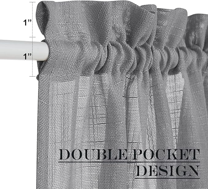 NICETOWN Sidelight Curtain for Front Door - French Door Curtain Sheer French Panel with Tieback Linen Textured Window Cover (Dark Grey, 30 inches Wide x 72 inches Long, 1 Piece)