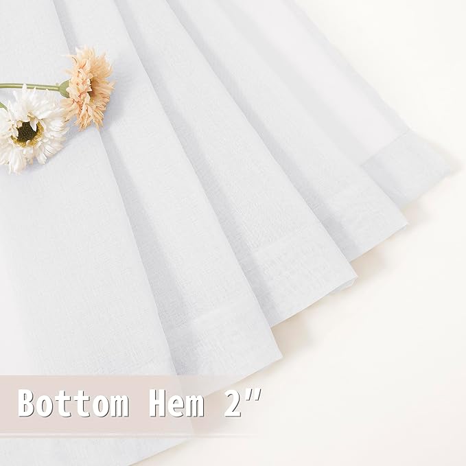Tollpiz Sheer Curtain Closet Linen Textured Curtain Sheers Doorway Light Filtering Voile French Door Rod Pocket Curtains Patio Glass Door, 25 x 80 inches Long, White, Set of 1 Panel