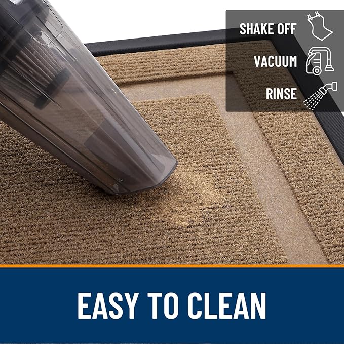 OLANLY Front Door Mat Indoor Outdoor Entrance, Waterproof All-Season, All-Weather Doormat, Sturdy Natural Rubber, Fade Resistant, Low Profile, Easy Clean Patio Porch Entryway Mat, 47x23, Light Borwn