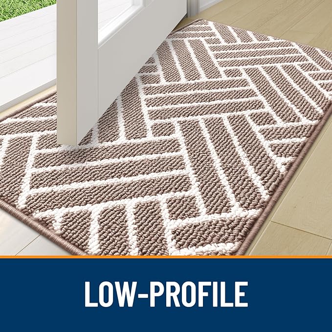 OLANLY Runner Indoor Door Mat, 47x23 Inch, Dirt Resistant and Absorbent, Non-Slip Rubber Backing Floor Mats, Easy Clean Low-Profile Doormat for Entryway, Front Door, and Inside Entrance, Brown