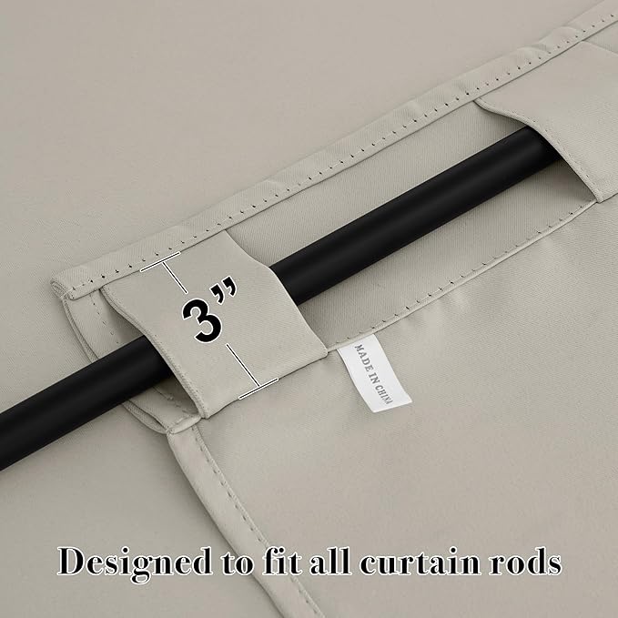 RYB HOME Blackout Curtains for Living Room, Privacy Thermal Insulating Window Treatment Drapes for Bedroom Dining Home Office Basement, W 42 x L 63 inches, Natural, 2 Panels