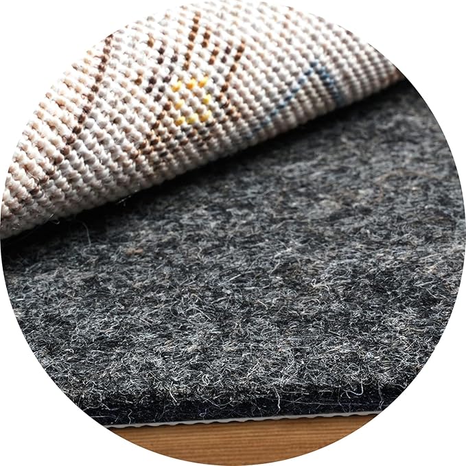 BAGAIL Felt and Natural Rubber Backing Rug Pads 1/4” Thick, Round 4 Ft Non Slip Carpet Gripper Keep Rugs in Place, Under Area Rug Protective Cushioned Pads, Carpet Runners, Hardwood Floors Protection