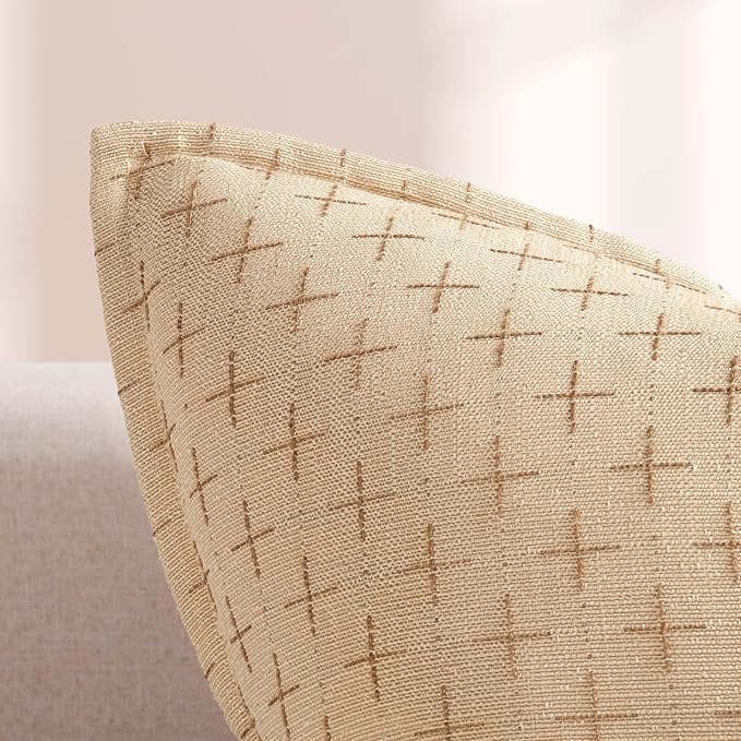 ZWJD Pillow Covers 18x18 Set of 2 Soft Polyester Textured Pillow Covers with Stylish Flange Edge Cozy Farmhouse Throw Pillows for Couch Bed Sofa Living Room