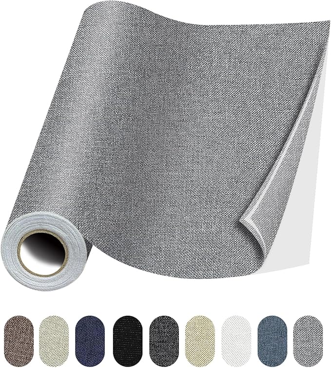 Fabric Repair Patches, 35X79 Inch Linen Repair Tape Self-Adhesive Fabric Patches Durable, DIY Large Linen Tape for Sofa, Couches, Furniture, Chair, Clothing （35X79 Inch, Grey）