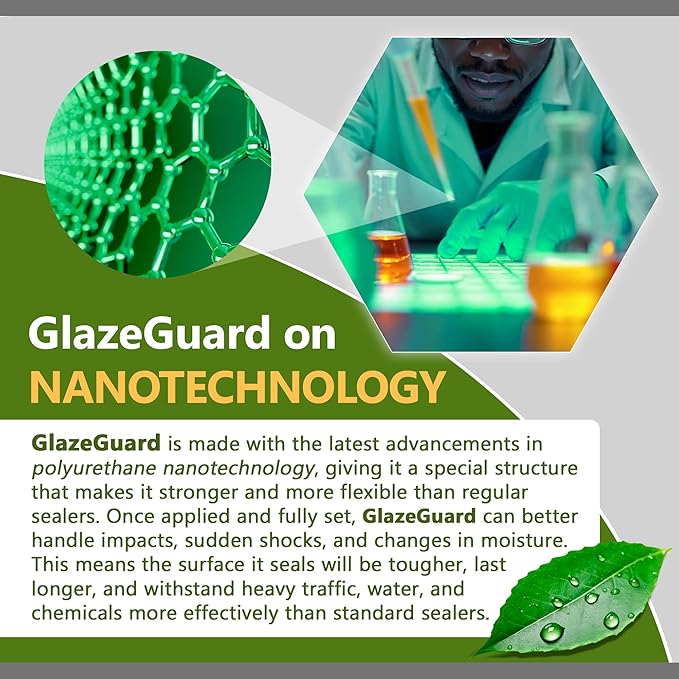 GlazeGuard Matte Floor Sealer Wall Sealer for Ceramic, Porcelain, Stone Tile Surfaces (3 Gal - Prof Grade (2) Part Kit)