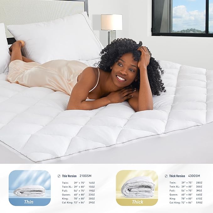 Sunflower Twin Mattress Pad Cover, Cotton Mattress Cover College Dorm Hypoallergenic, Extra Deep Pocket 18"-22" Quilted Mattress Protector Twin Size Thin Version, Soft Breathable and Noiseless