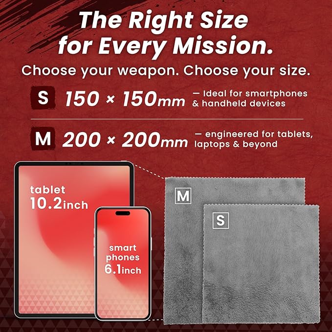 BELLEMOND「Samurai Cloth」Japanese Microfiber Cleaning Cloth | Washable, Reusable, Lint Free Cloth for Phones, Laptops, Lenses, Screens & Electronics | Made in Japan | Small