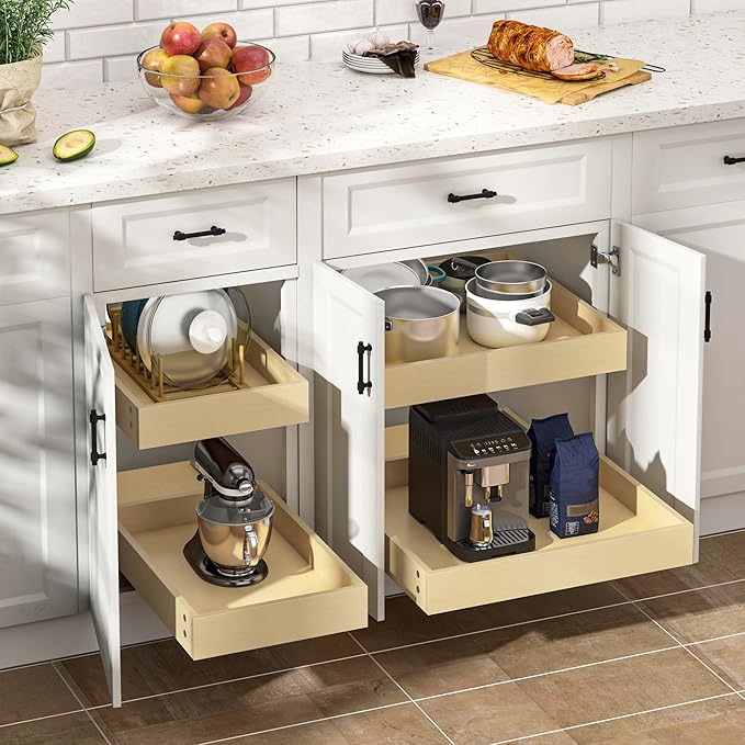 WelFurGeer Soft Close Pull Out Cabinet Organizer, 29" W x 22" D Pull Out Drawer for Cabinets, Cabinet Roll Out Drawers, Slide Out Drawers, Durable Pullout Drawer for Home & Kitchen Organization