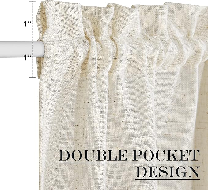 NICETOWN Front Door Curtain - Soft Beige Linen Weave Pattern Door Shade for Windows Light Filtering Rod Pocket French Window Cover for Entryway/Garage with Tieback, 1 Panel, 26" W x 40" L