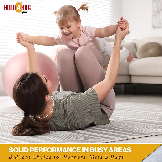 Hold-a-Rug Plush 3' x 12' Nonskid, Nonslip Rug Pad, Reversible Gripper, ¼ Thick, Safe for All Floors and Carpet, Keep Area Rugs Secure