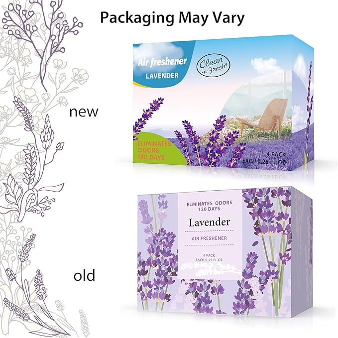 Air Freshener for Home, 4 Pack, Lavender, Odor Eliminator for Small Area Closets Bathroom Pets Strong Odor, Up to 120 Days