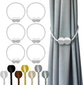 Hion Magnetic Curtain Tiebacks White 6 Pack, Curtain Tiebacks Buckles Holdbacks Holders Hooks Clip for Home Bedroom Office Decorative Thick or Thin Curtain