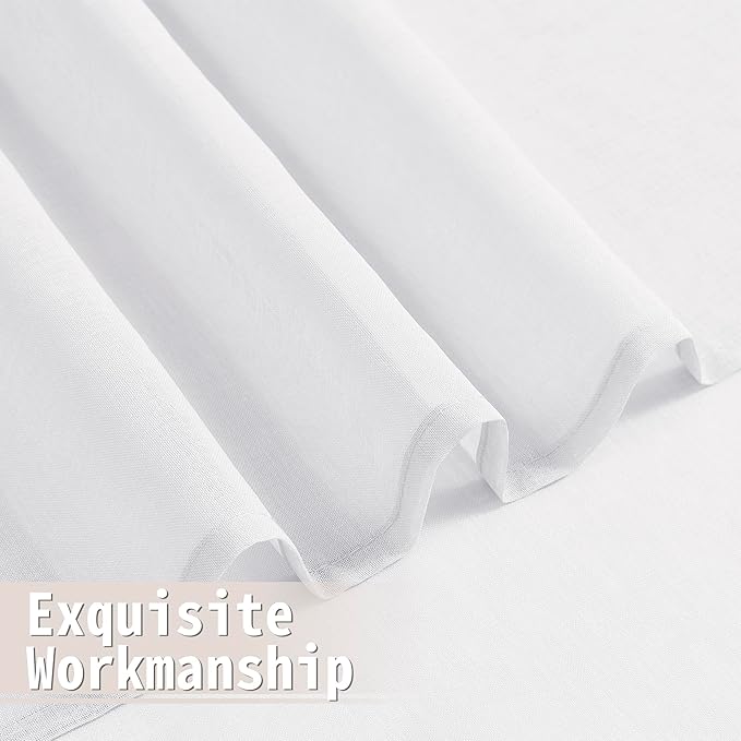 Tollpiz Sheer Door Curtain Closet Linen Textured Curtains Sheer Doorway Light Filtering Voile Patio Glass Door Rod Pocket Curtain French Door, 54 x 72 inches Long, White, Set of 1 Panel