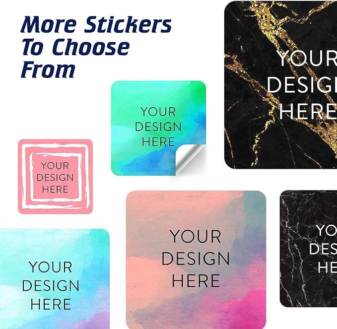 100 Custom Vinyl Stickers - Upload Your own Image, Text, Design, Logo - Personalized Logo Labels for Handmade, Packaging, Bottle, Jars, Candle, Brand Stickers (Blue Green, 1.5x1.5 Square)