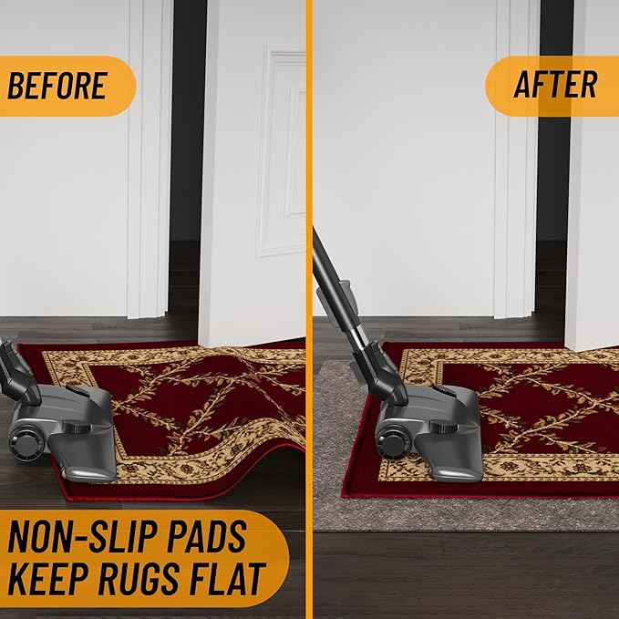Ottomanson 2' x 8' Non-Slip Rug Pad Gripper 1/4 Inch Thick Dual Surface Felt + Rubber Gripper - Safe for All Floors, Brown