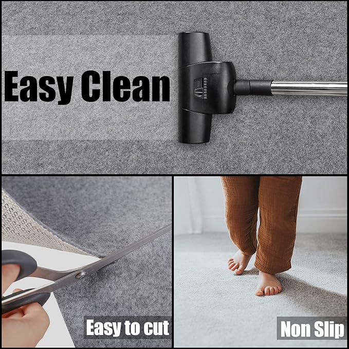 Non Slip Rug Pad Grippers - 5x8, 1/4" Thick, Felt + Rubber Double Layers Area Carpet Mat Tap, Provides Protection and Cushioning for Hardwood or Tile Floors