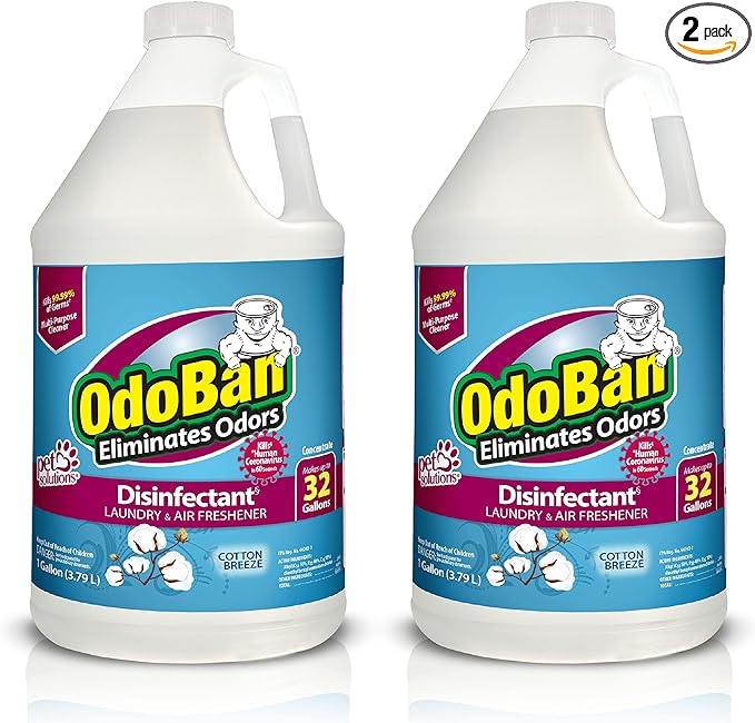 OdoBan Disinfectant Concentrate and Odor Eliminator, Made in the USA, Cotton Breeze Scent, 2 Gallons